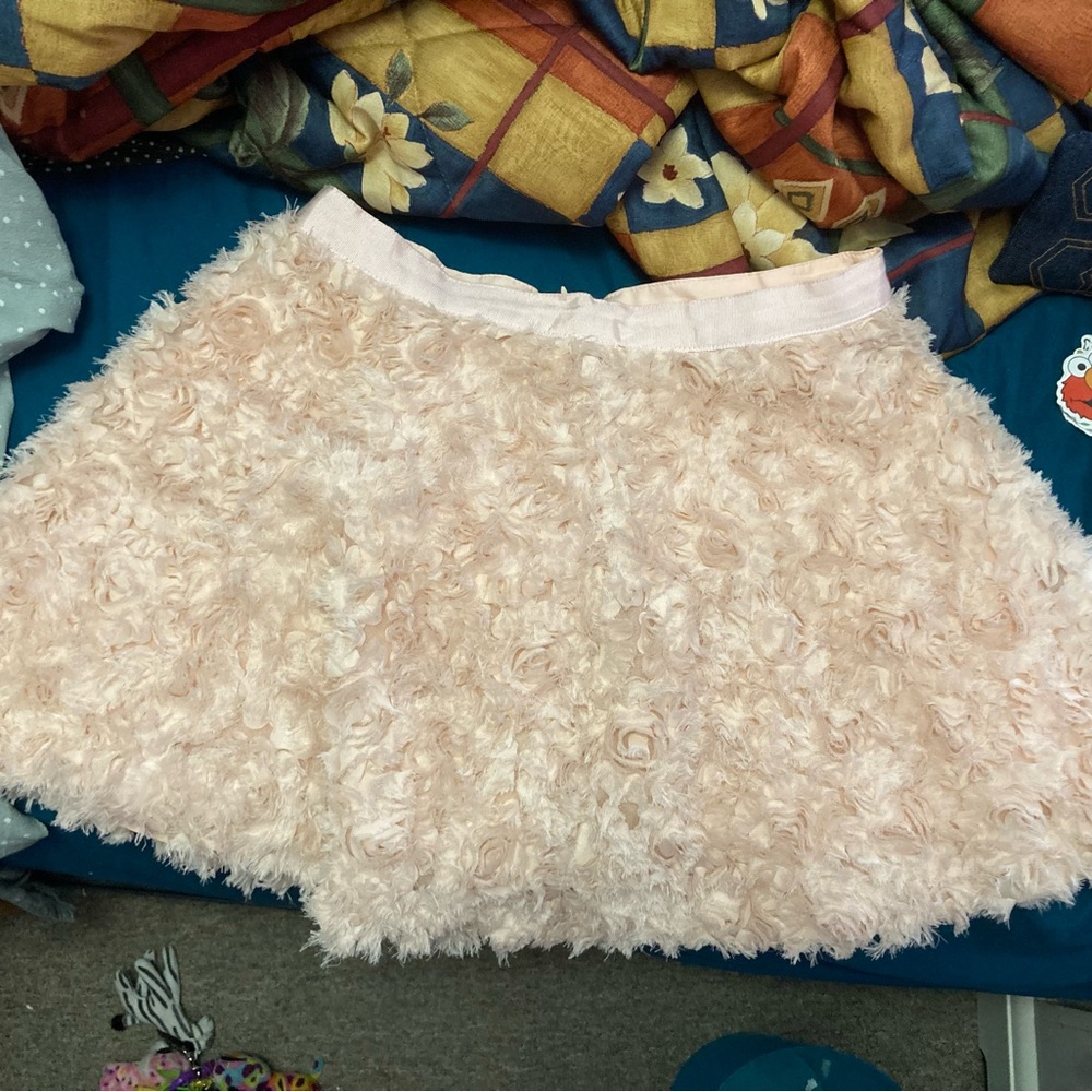 Fluffy Floral Textured Pink Roses Skirt